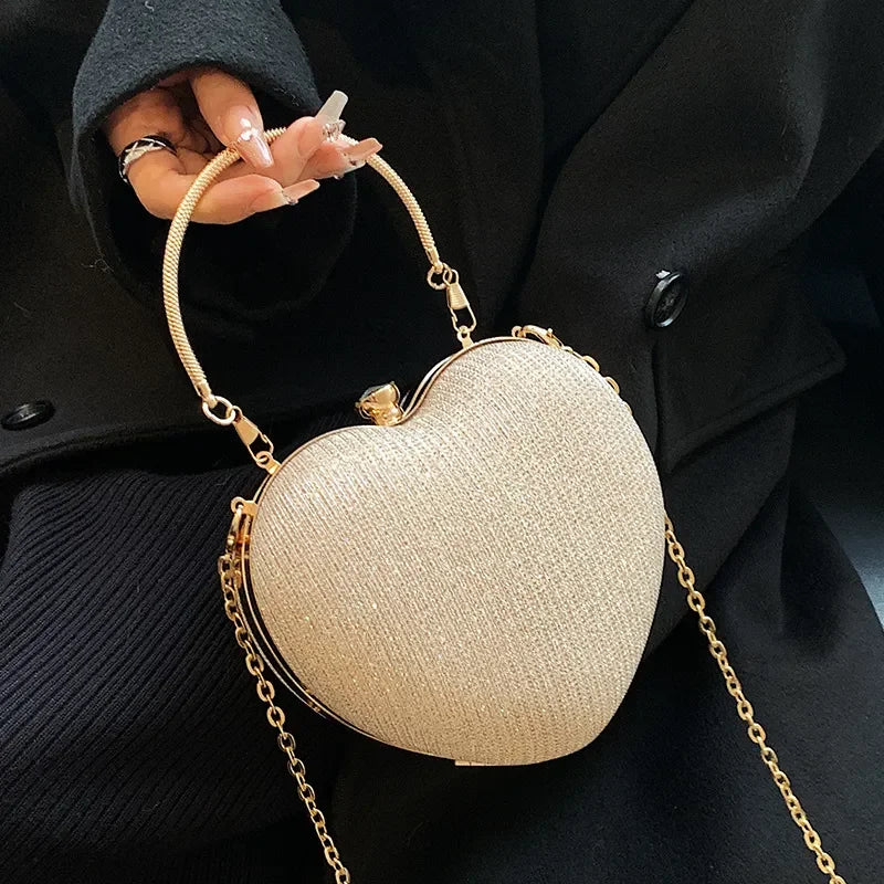 Fashionable Heart Shape Glittery Crossbody Bag - Pretty Miss Plus