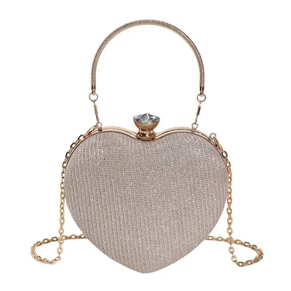 Fashionable Heart Shape Glittery Crossbody Bag - Pretty Miss Plus