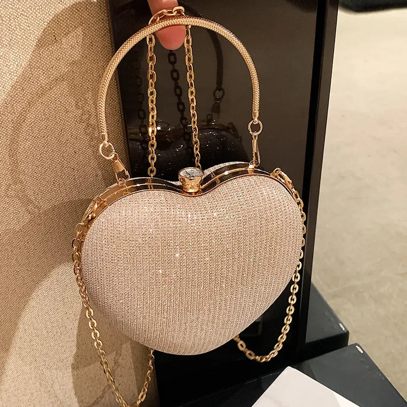Fashionable Heart Shape Glittery Crossbody Bag - Pretty Miss Plus
