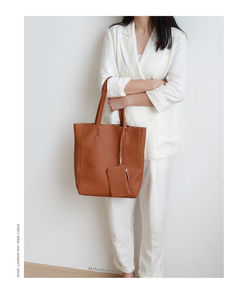 Women’s Luxurious Soft Genuine Leather Tote Bag - Pretty Miss Plus