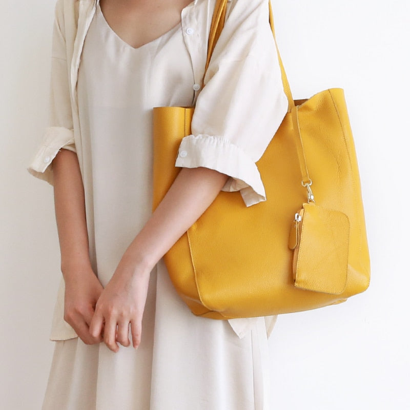 Women’s Luxurious Soft Genuine Leather Tote Bag - Pretty Miss Plus