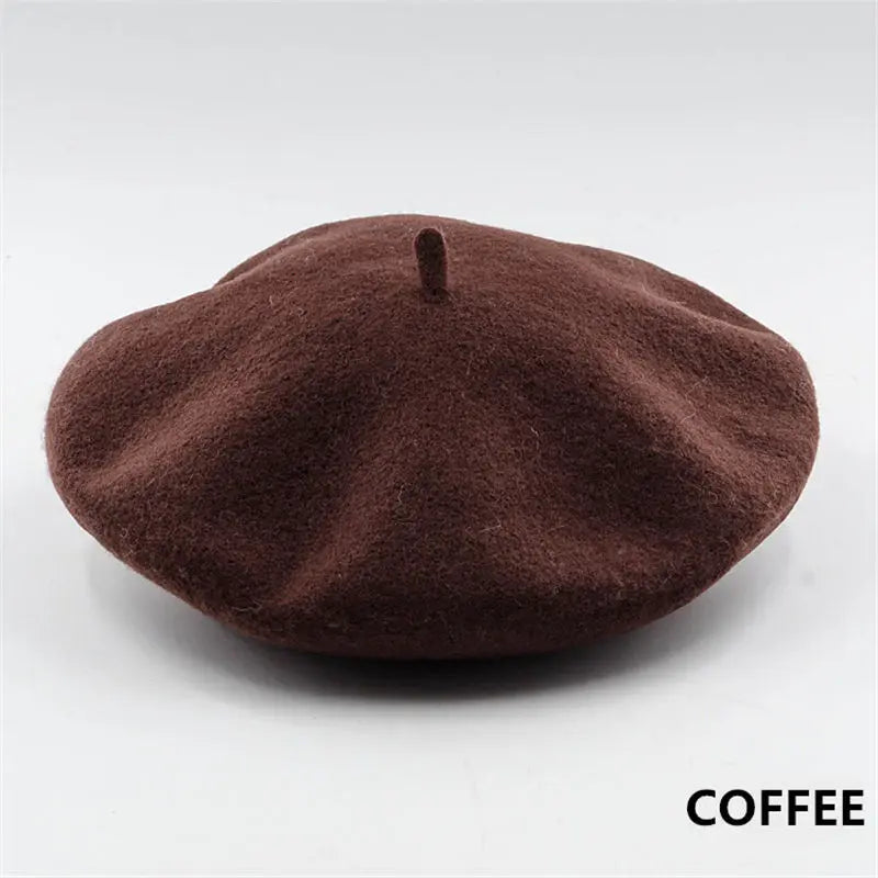 Winter Warm faux Wool Beret Women Girls French Artist Beanie Hat Cap red black purple beige orange Kawaii Flat Top caps warmers