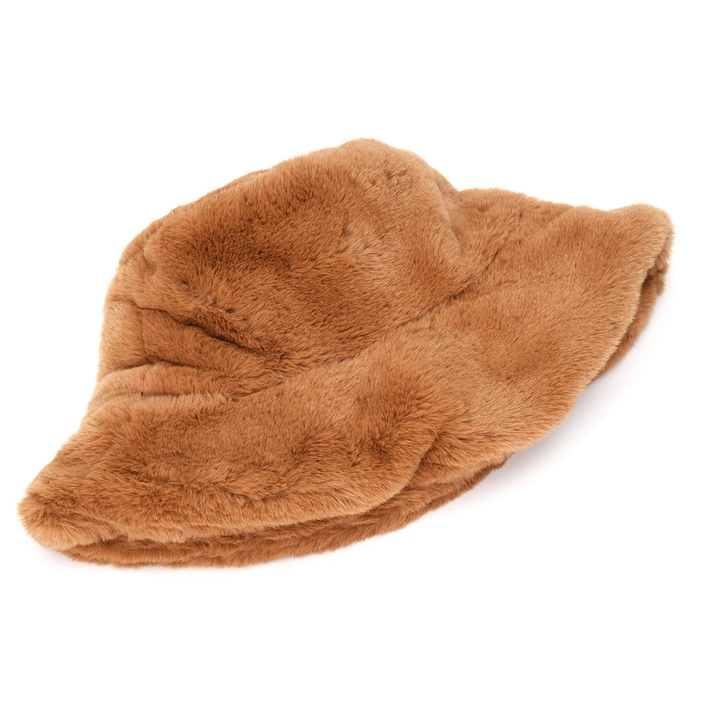 Fashionable Women’s Leopard Print Adjustable Plush Fur Bucket Hat