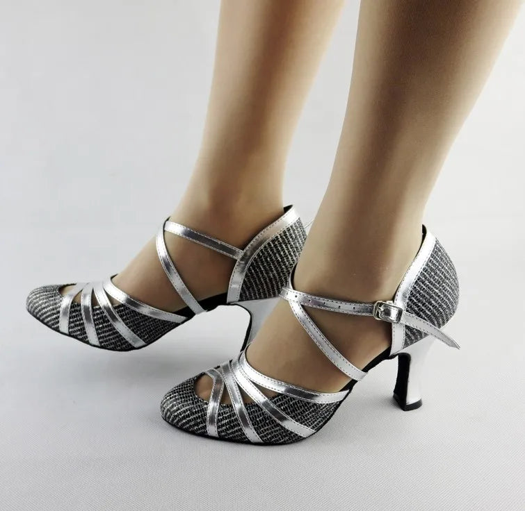 Women’s Black/Silver Crisscross Strap Pumps