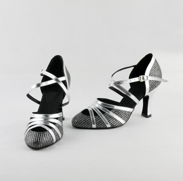 Women’s Black/Silver Crisscross Strap Pumps - Pretty Miss Plus