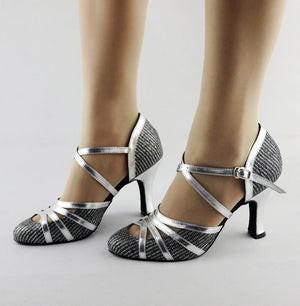 Women’s Black/Silver Crisscross Strap Pumps