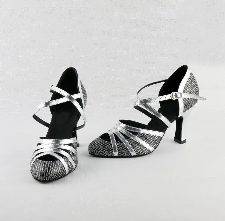 Women’s Black/Silver Crisscross Strap Pumps