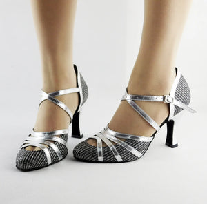 Women’s Black/Silver Crisscross Strap Pumps