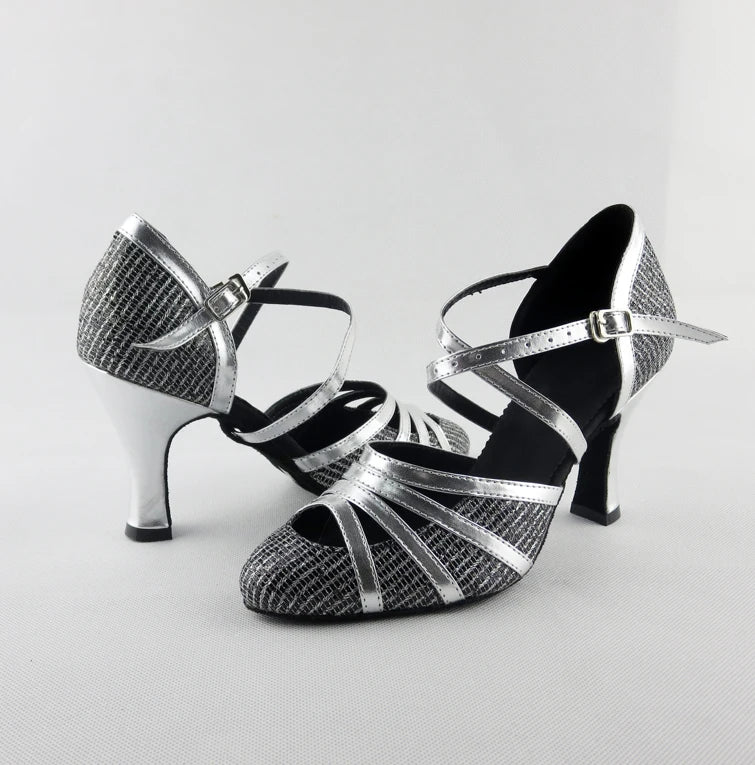 Women’s Black/Silver Crisscross Strap Pumps - Pretty Miss Plus