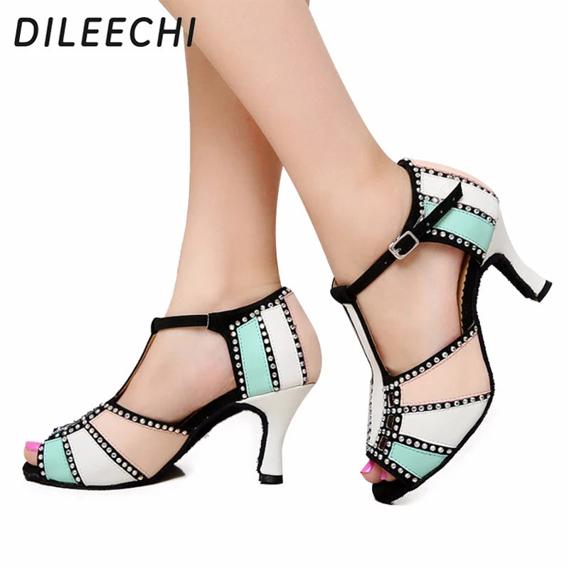 Colorful Wedding Party Dance Shoes High Heels Open Toe Sandal Soft Sole Flexible