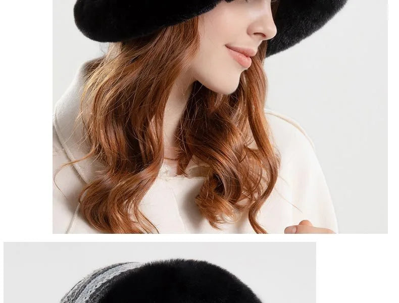 Fashionable Women Patterned Fur Bucket Hats