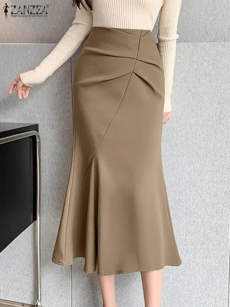 Plus Size Women’s Elegant Flouncy Border Midi Skirt