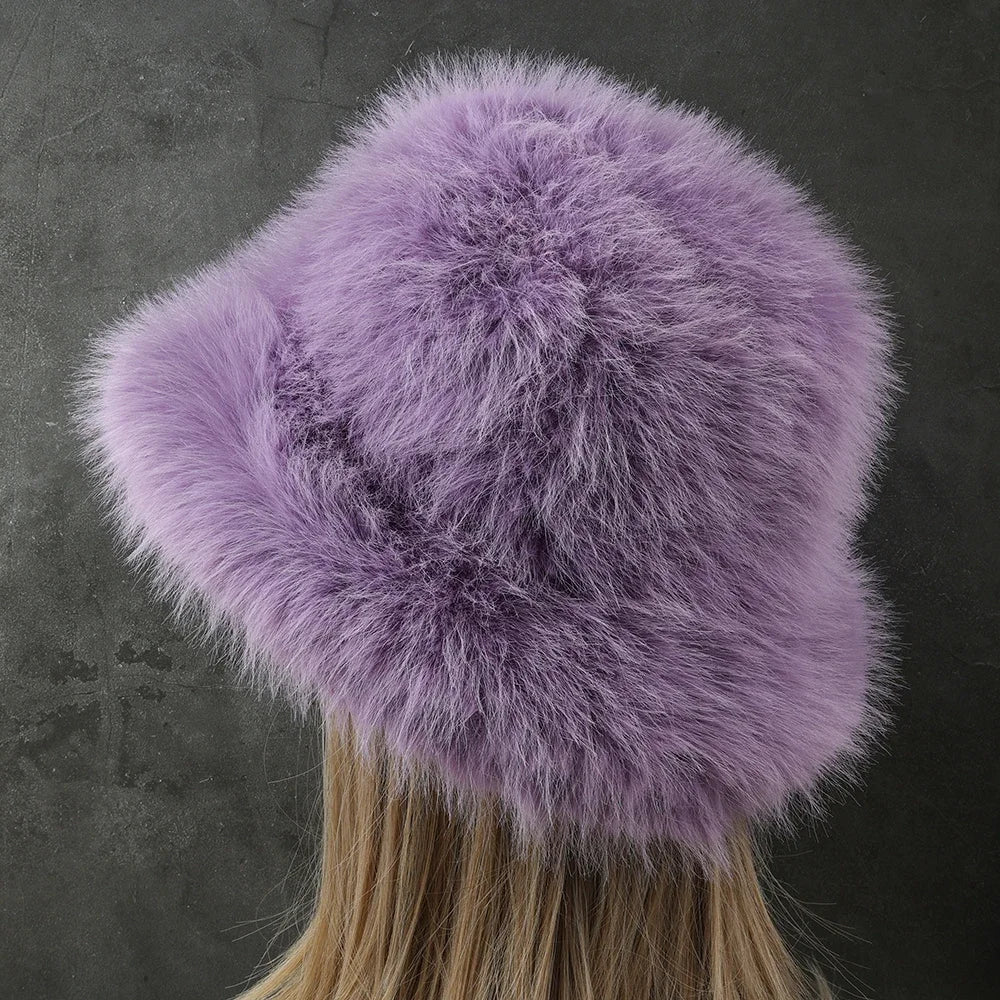 Big Oversized Fluffy Faux Fur Bucket Hat