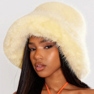 Big Oversized Fluffy Faux Fur Bucket Hat