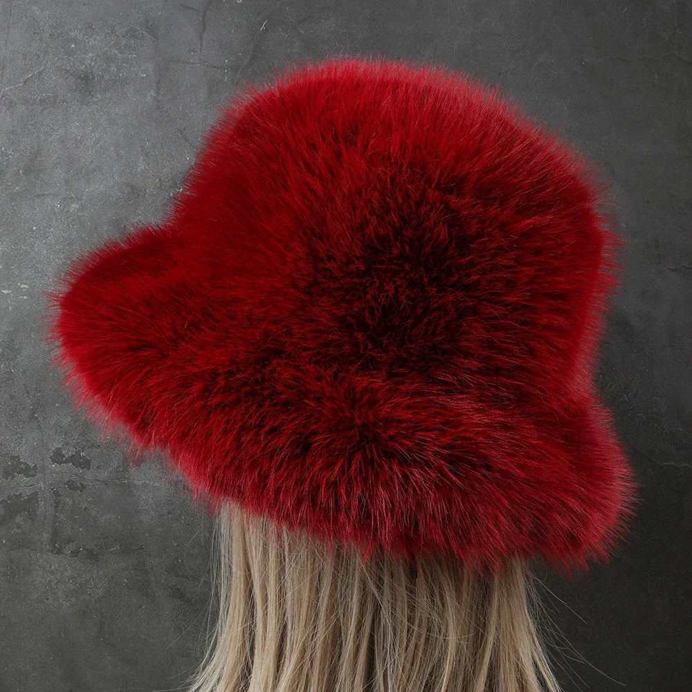 Big Oversized Fluffy Faux Fur Bucket Hat