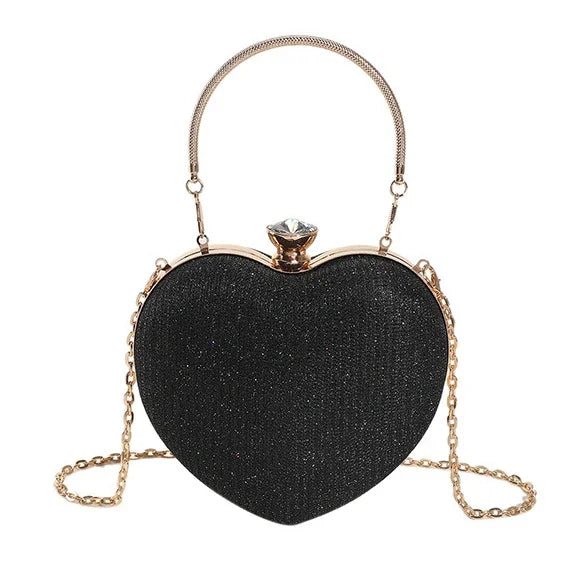 Fashionable Heart Shape Glittery Crossbody Bag - Pretty Miss Plus