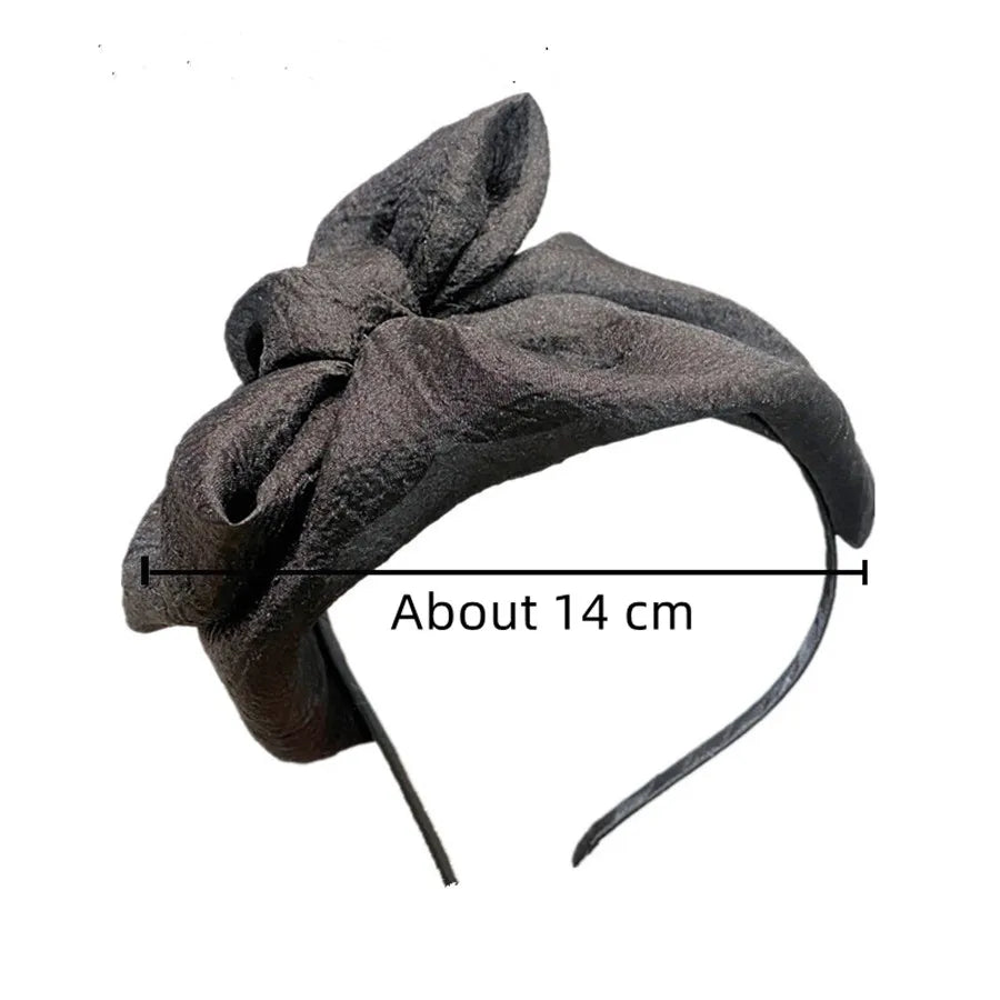 Chic Bow Hat Headband elegant feather gauze material - Pretty Miss Plus