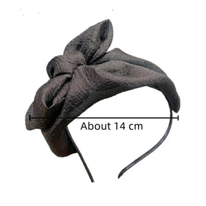 Chic Bow Hat Headband elegant feather gauze material - Pretty Miss Plus