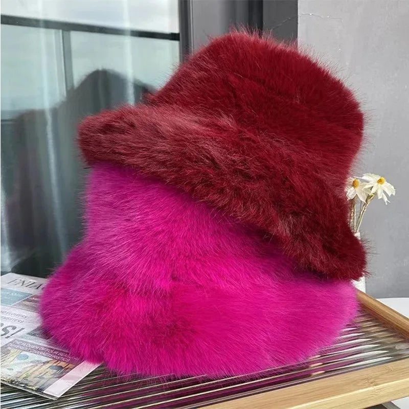 Big Oversized Fluffy Faux Fur Bucket Hat