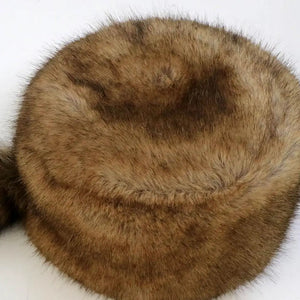 Playful Faux Raccoon Fur Cap Decor Heat Retention Cossack Windproof Anti-slip Elastic Flat Top No Brim Washable Cap