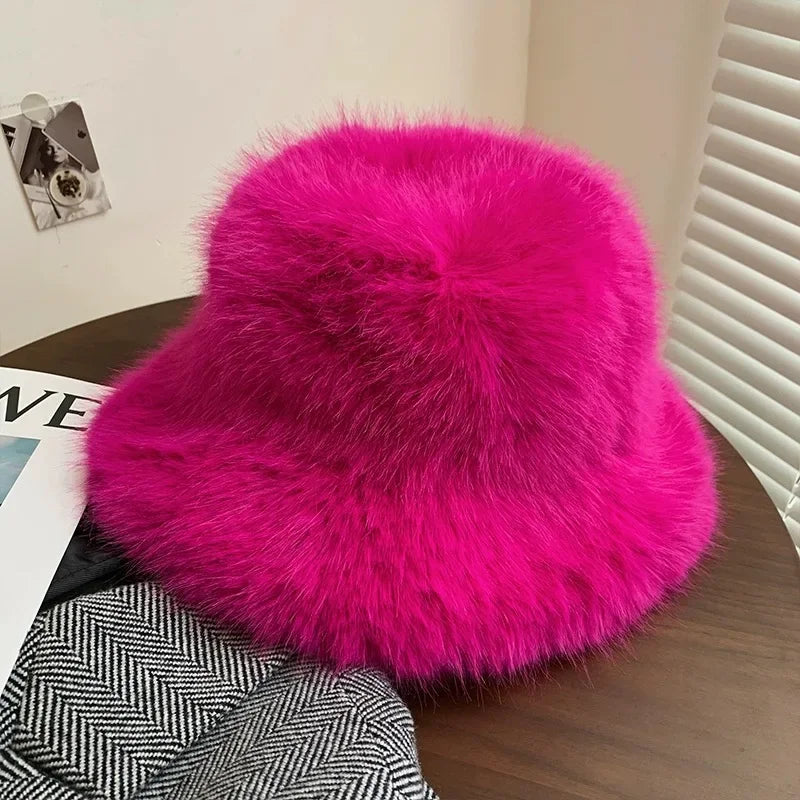 Big Oversized Fluffy Faux Fur Bucket Hat