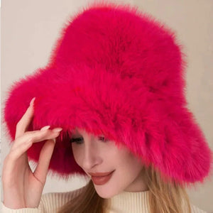 Big Oversized Fluffy Faux Fur Bucket Hat