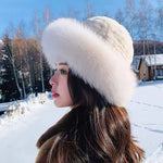 Women’s Fashionable Knitted Fluffy Faux Rabbit Fur Hat