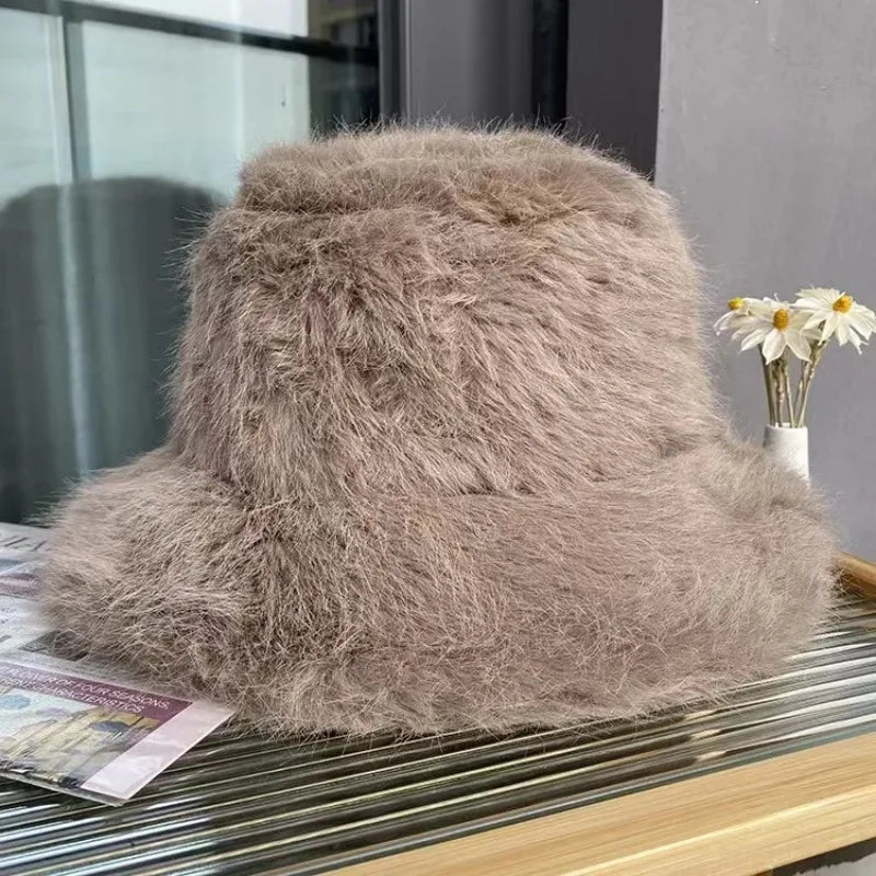 Big Oversized Fluffy Faux Fur Bucket Hat