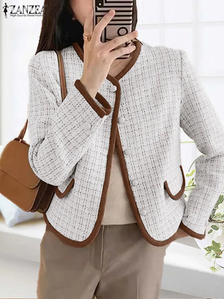 Plus Size Women Fashion Long Sleeve Blazer Elegant Jacket Cardigan