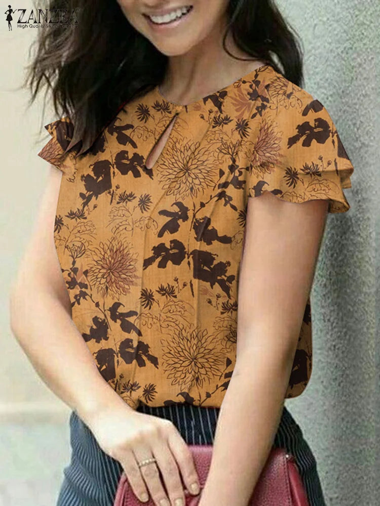 Women’s Short Sleeve Floral Print Blouse