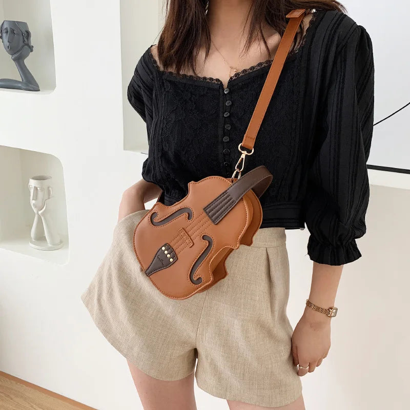 Fashionable Violin Shaped Crossbody Shoulder Bag