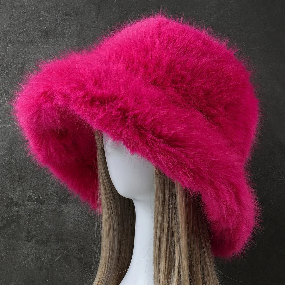 Big Oversized Fluffy Faux Fur Bucket Hat