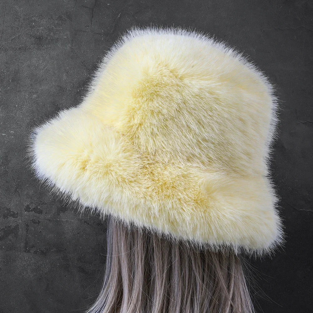 Big Oversized Fluffy Faux Fur Bucket Hat