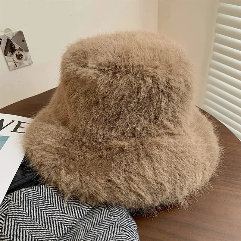 Big Oversized Fluffy Faux Fur Bucket Hat