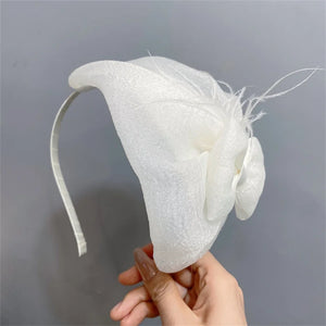 Chic Bow Hat Headband elegant feather gauze material - Pretty Miss Plus