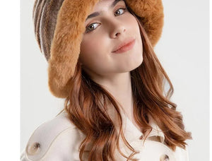 Fashionable Women Patterned Fur Bucket Hats