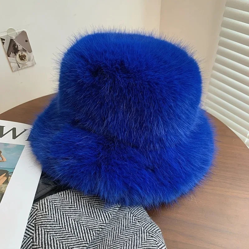 Big Oversized Fluffy Faux Fur Bucket Hat