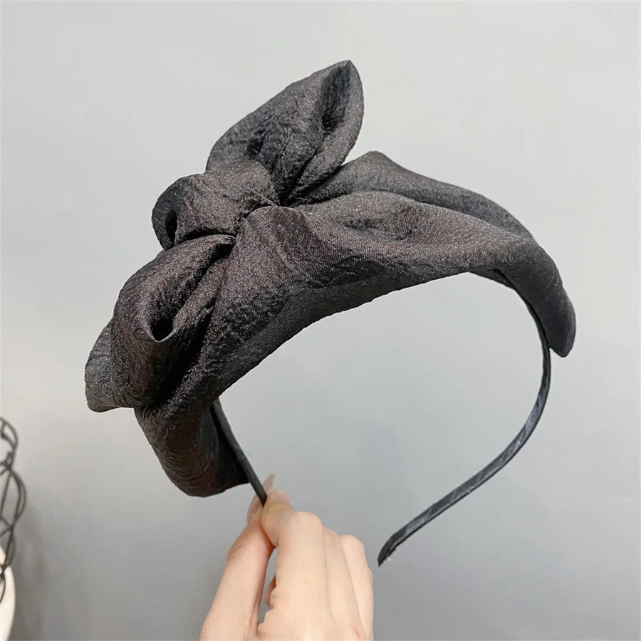 Chic Bow Hat Headband elegant feather gauze material - Pretty Miss Plus