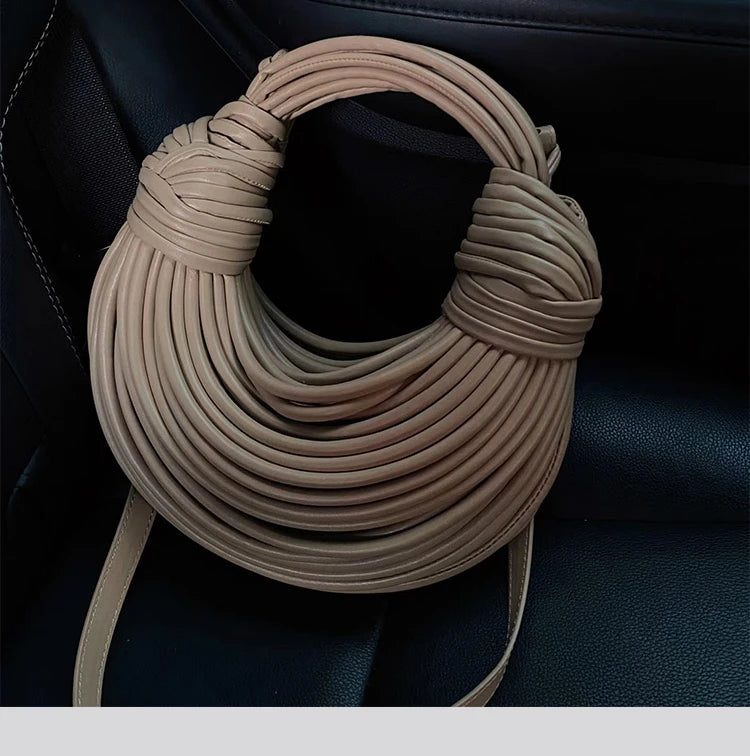 Women’s Luxury Designer Brand Handwoven Noodle Rope Hobo Style Bags