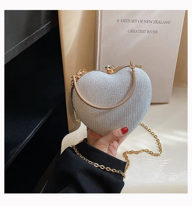 Fashionable Heart Shape Glittery Crossbody Bag - Pretty Miss Plus