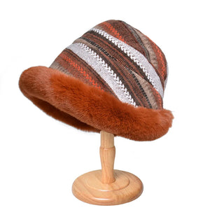 Fashionable Women Patterned Fur Bucket Hats