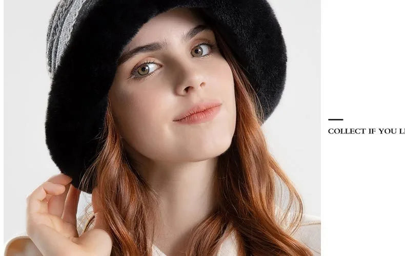 Fashionable Women Patterned Fur Bucket Hats