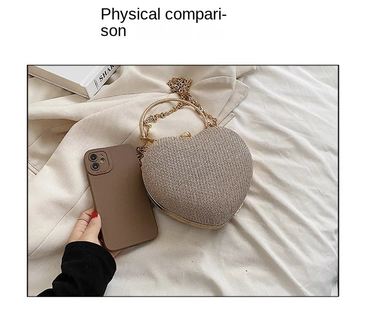 Fashionable Heart Shape Glittery Crossbody Bag - Pretty Miss Plus