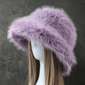 Big Oversized Fluffy Faux Fur Bucket Hat