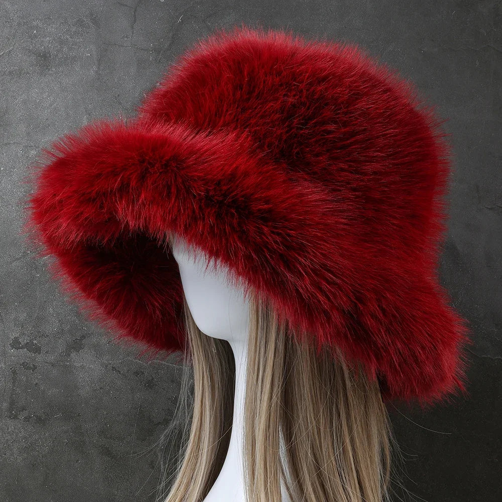 Big Oversized Fluffy Faux Fur Bucket Hat