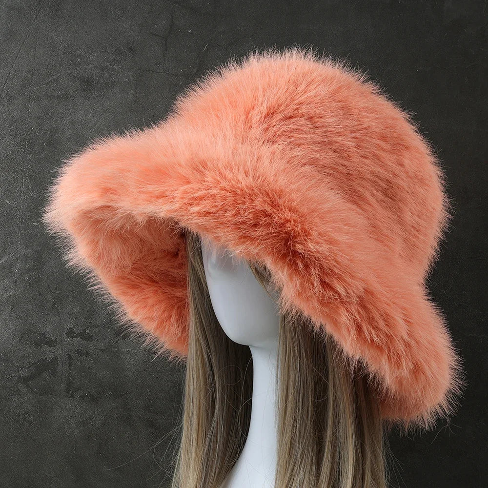 Big Oversized Fluffy Faux Fur Bucket Hat