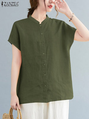 Plus Size Women’s Short Sleeve Button Front Tunic