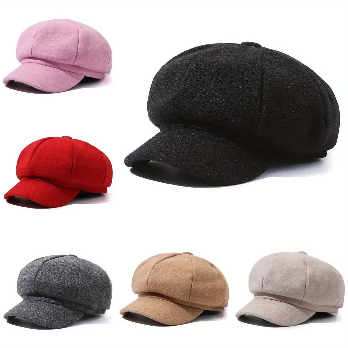 Solid Color Woolen Fashion Beret Autumn and Winter Outdoor Cotton Hat Windproof Men Women Newsboy Hats Universal Painter Caps