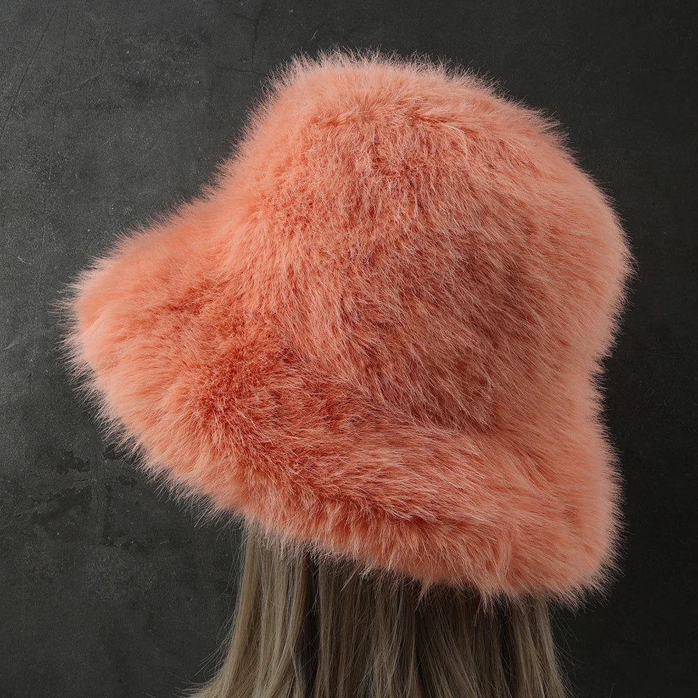 Big Oversized Fluffy Faux Fur Bucket Hat