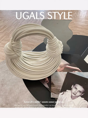 Women’s Luxury Designer Brand Handwoven Noodle Rope Hobo Style Bags
